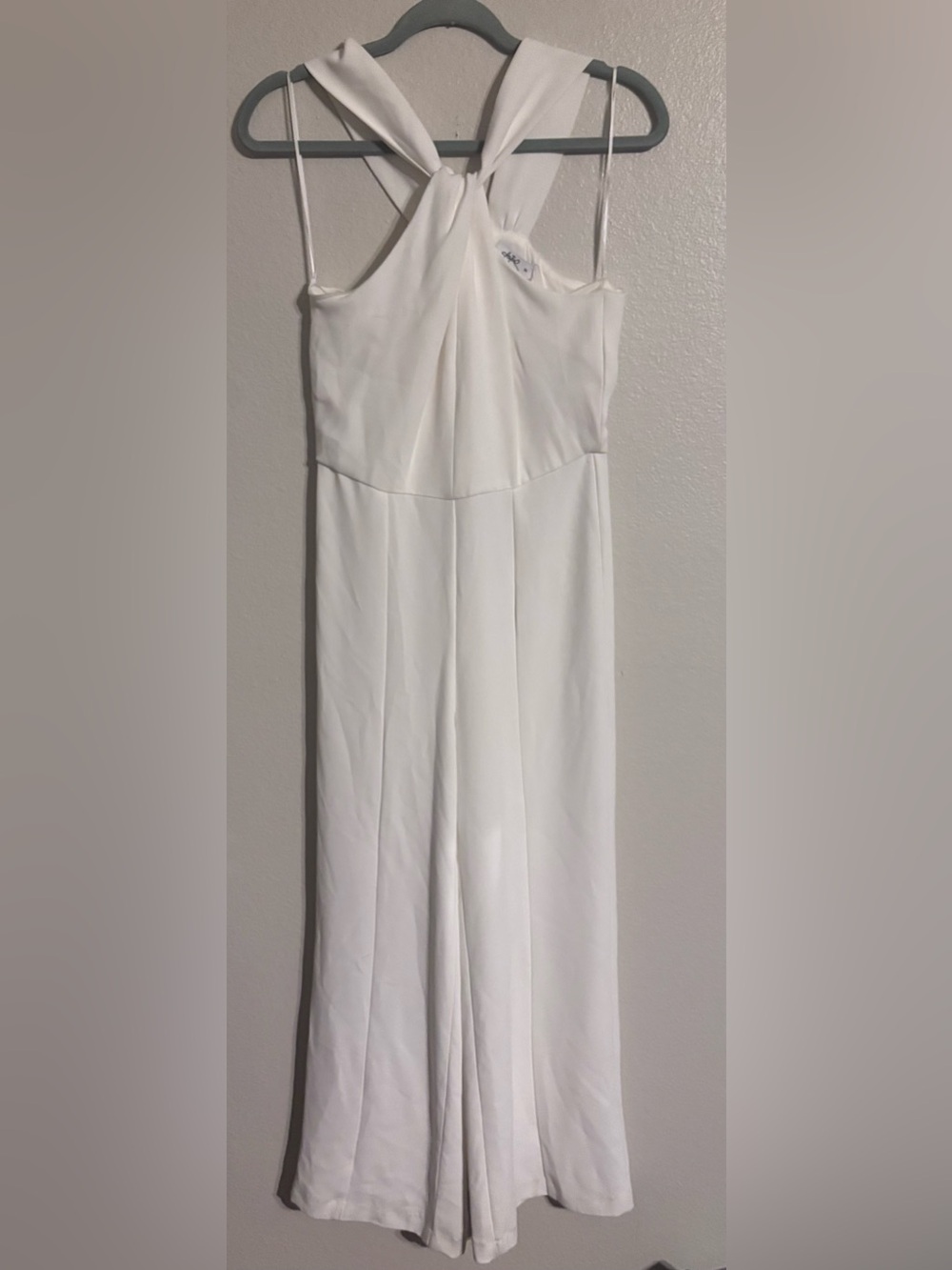 White Strapless Knot-Back Wide-Leg Jumpsuit